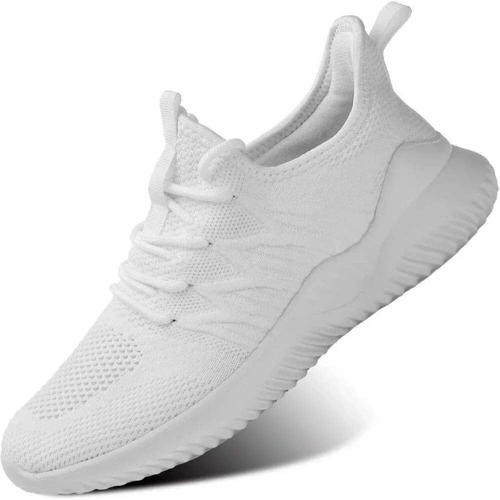 Women's Ladies Walking Running Slip On Lightweight Tennis Sneakers Shoes White